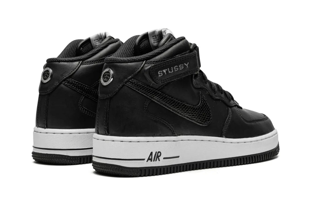 Nike Air Force 1 Mid Stussy Black White - PLUGSNEAKRS