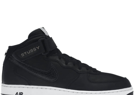 Nike Air Force 1 Mid Stussy Black White - PLUGSNEAKRS