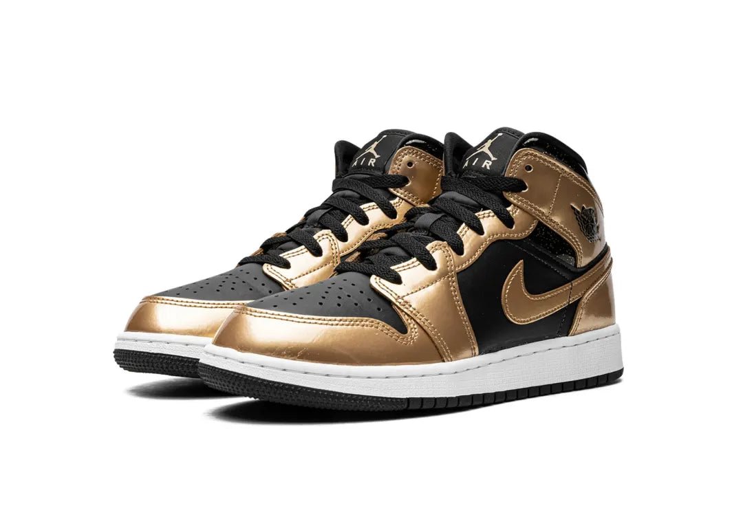 Nike Air Jordan 1 Mid SE Metallic Gold Black (GS) - PLUGSNEAKRS