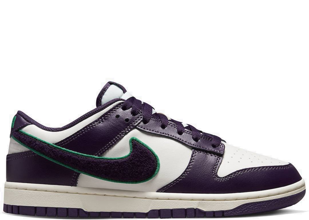 Nike Dunk Low Chenille Swoosh Sail Grand Purple