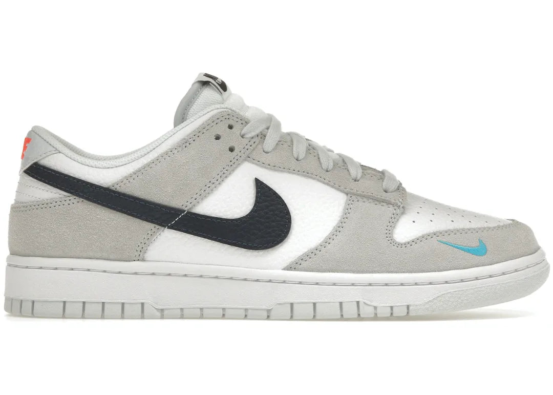 Nike Dunk Low White Grey Navy Aqua Mini Swoosh - PLUGSNEAKRS